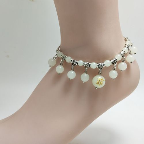 Nhảy múa chuông bạc Tây Tạng dạ quang đá vòng chân nữ đơn giản retro phong cách quốc gia retro thủ công Sen sinh viên lắc chân nữ pnj