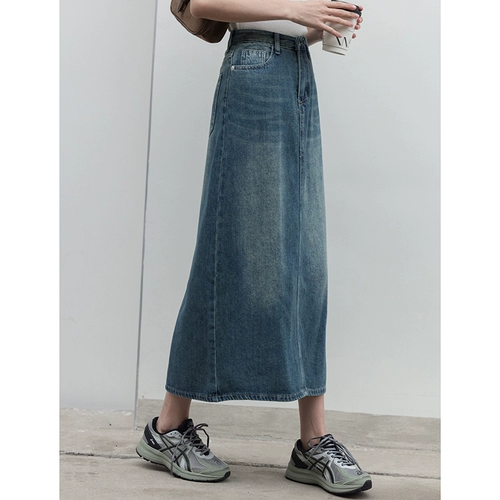 Джинсовая юбка, осенняя длинная юбка, подходит для подростков, А-силуэт