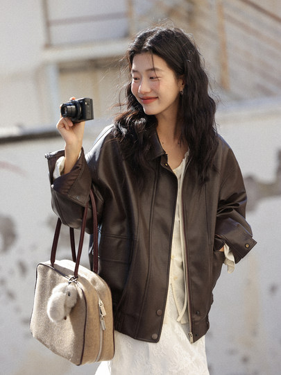 Chaqueta Miding de piel sintética negra para mujer en otoño, gama alta, muy bonita, diseño retro americano, chaqueta fresca y rústica