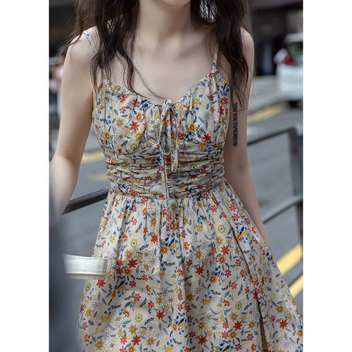 Платье-комбинация, юбка, мини-юбка, пляжное платье, в цветочек, подходит для подростков