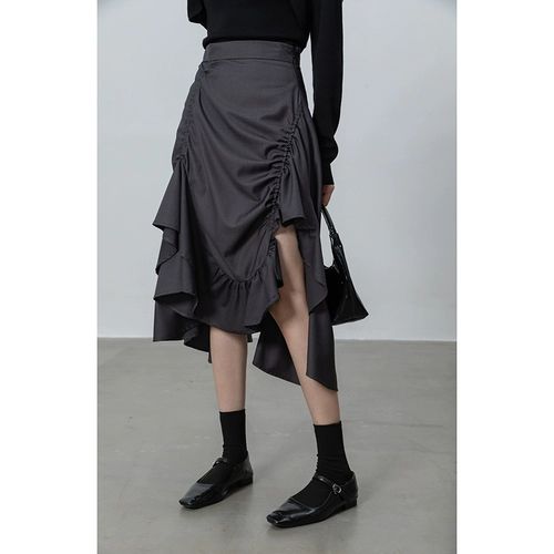 Демисезонная сексуальная длинная длинная юбка, высокая талия, средней длины