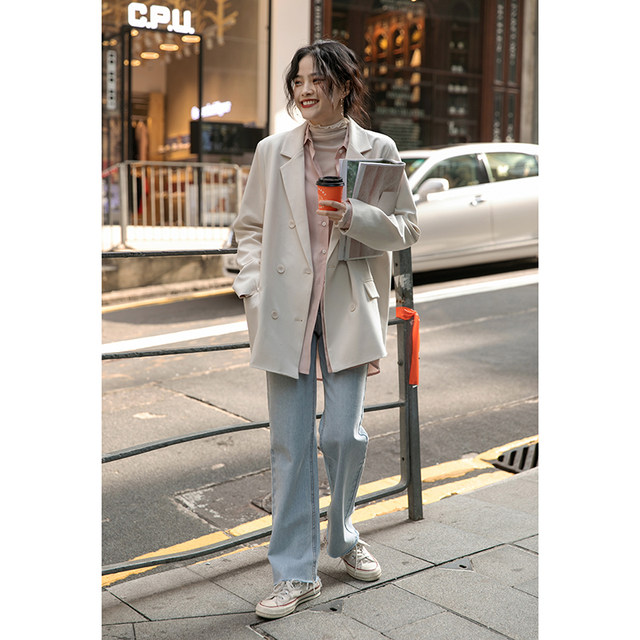 Miding blazer women's spring and autumn casual small high-end black gray small suit early spring pink spring