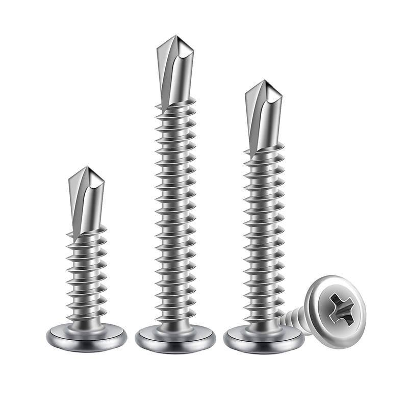 Swallowtail stainless steel round head cross large flat head drill tail washer flat tail 410 aluminum alloy self-tapping wood screws