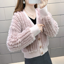 2020 new imported mink fur woven long-sleeved slimming sweet beauty short fur winter mink coat small man