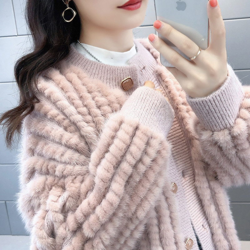 2021 new Haining fur coat women's high-end imported mink hand-woven mink fur youthful lazy style