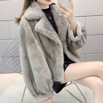 Haining mink fur coat womens whole mink mink fur coat suit collar 2021 new fashion big brand young style
