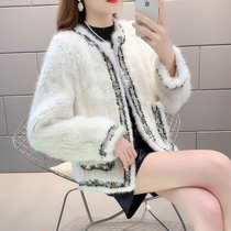 Imported mink woven fur coat womens short style small fragrant style Haining beading fashion 2020 new young style