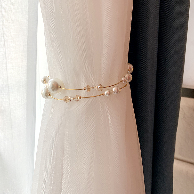 Light luxury pearl curtain lace-up alloy real estate model room living room bedroom soft decoration curtain buckle is not a pair