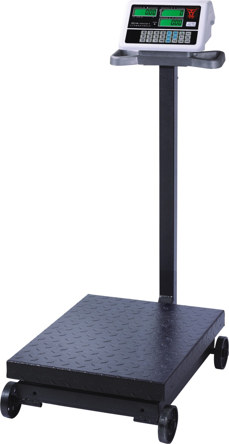 Yueheng electronic platform scale with wheels Double-sided display pricing scale New electronic scale 300 600kg electronic floor scale