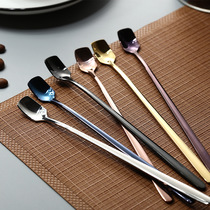 304 stainless steel mixing spoon Square head spoon Long handle iced tea spoon Korean creative coffee spoon Net red dessert spoon