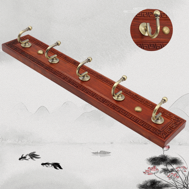 Carved hanging hook Chinese hanger hook Towel hook Solid wood hanging hook Wall hanging wall hook Cap antique