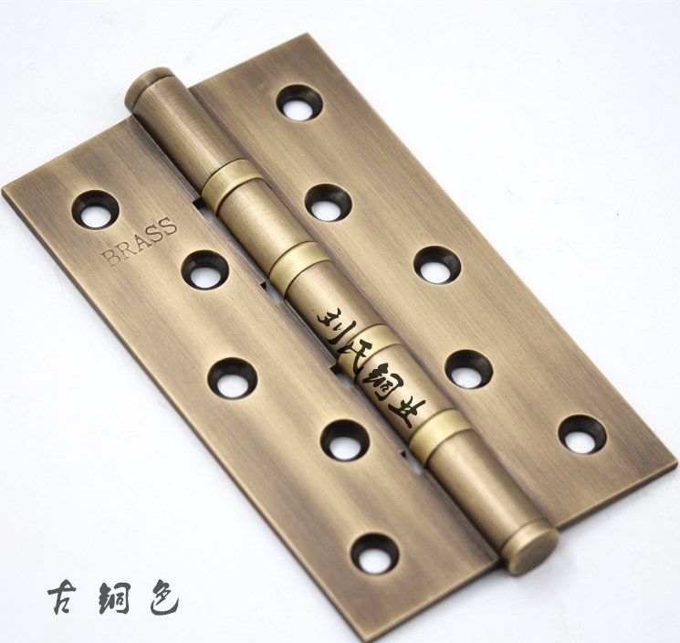 New 5-inch hinge 4-inch green bronze silent copper brass door free slotted hinge black flat open thickened