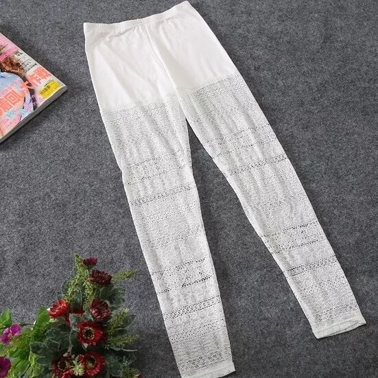 Modal Spliced Lace Leggings for Women, Summer Thin Pure Cotton Nine-Point Slim-Fit Korean Style Versatile Women's Long Pants