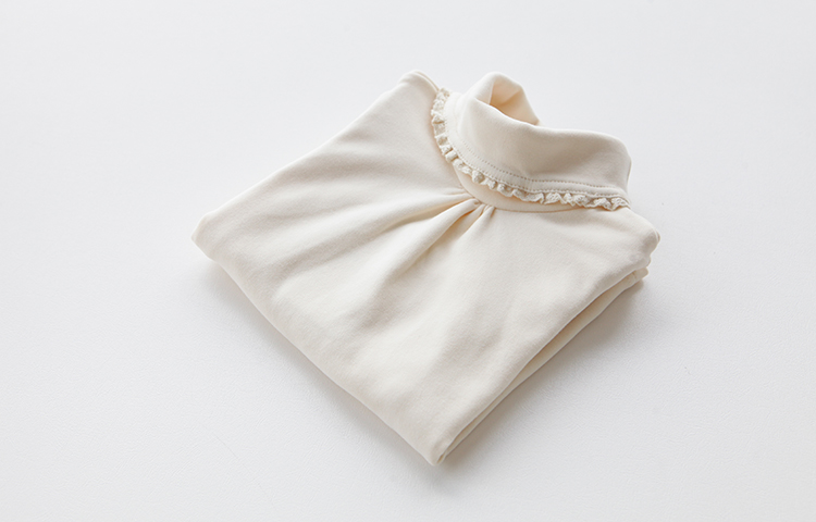 Áo thun nữ dáng lửng nữ mùa thu 2018 cotton hoang dã dài tay ren áo sơ mi màu bé gái cổ cao quần áo trẻ sơ sinh