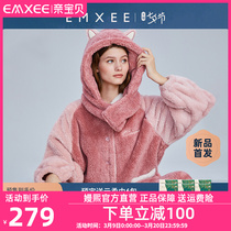 huixi autumn winter maternity pajamas thick fleece moon clothing winter postpartum warm coral fleece home clothing suit