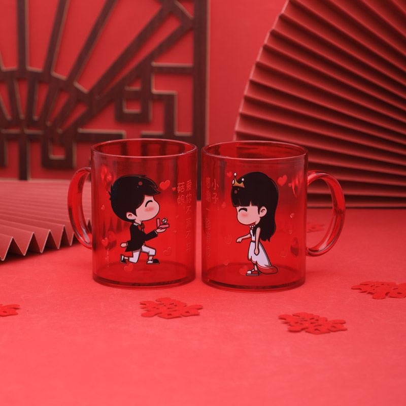 Wedding red tooth cup plastic couple set creative brushing cup soap box a pair of toothbrush mouthwash cup maiden's dowry