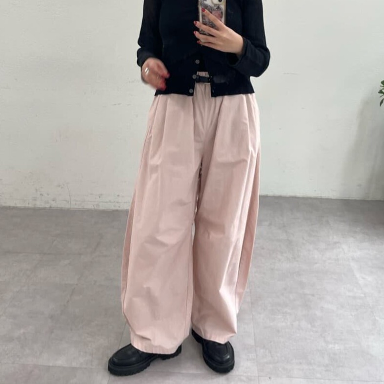 26Ss Japanese Style My Elastic High-Waisted Pleated Textured Cotton Blend Quick-Drying Slimming Balloon Casual Scythe Pants