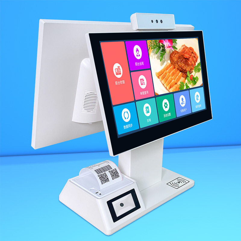 Foreign Trade Outlet New Double Screen 15 6 Inch Silver Machine Printer Sweep Code Window NFC Camera Face Payment-Taobao