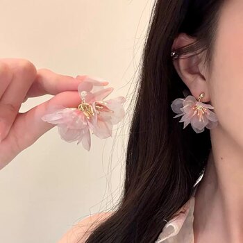 Ju ງາມ! ju ເປັນອະເນກປະສົງ! ຕຸ້ມຫູດອກກຸຫລາບທະເລຊາຍ earrings s925 ເຂັມເງິນ