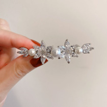 Fashion elegance and simple temperament spring clamp clamp with flowers top and one word clip with high-end hair decorated into human headdress