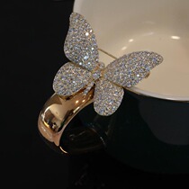 Fashion luxury butterfly Joker brooch high-end female temperament cardigan suit corsage pin micro-inlaid zircon accessories tide