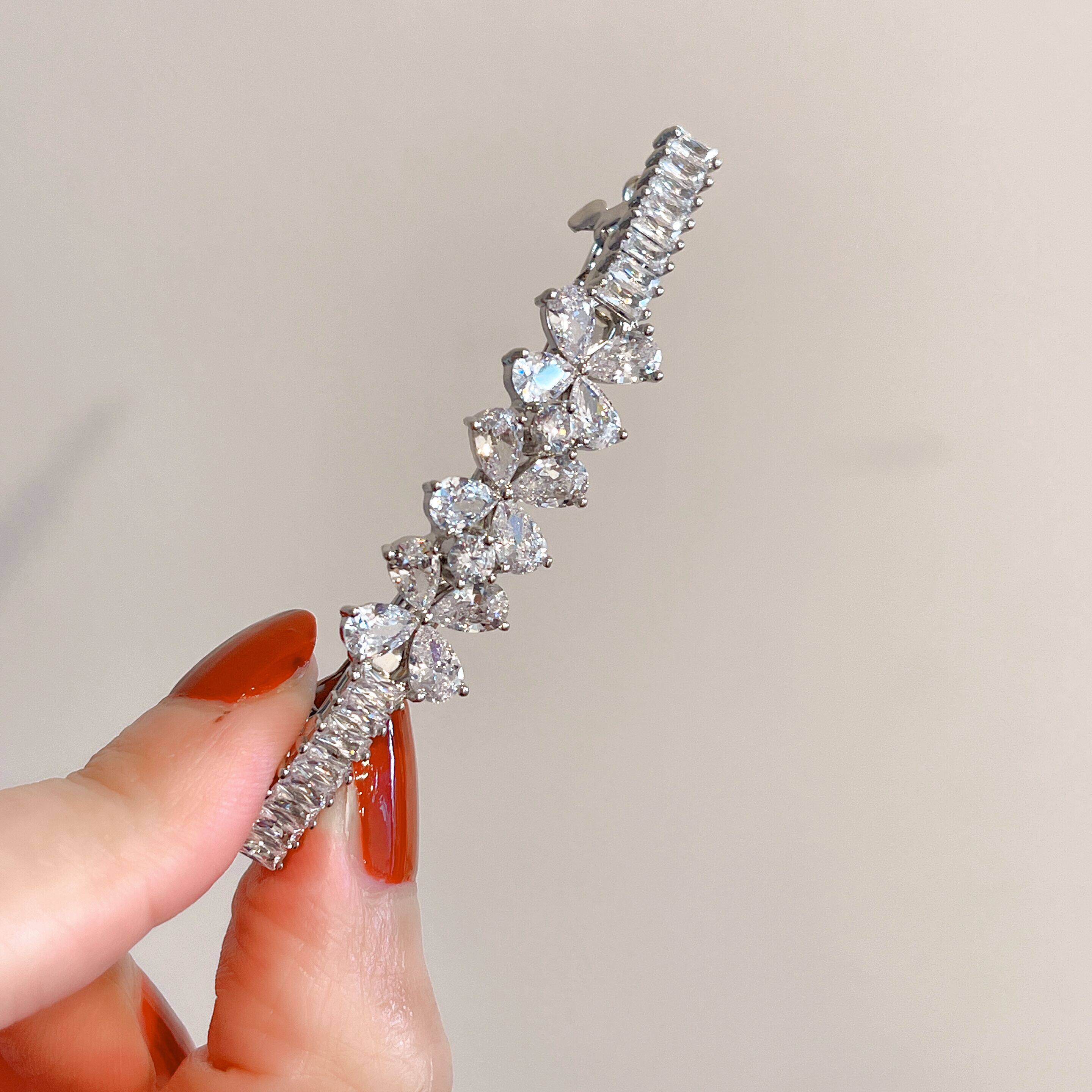 Shining zircon flower hair clamps fashionable high-end hair accessories adult with temperament headdress bridesmaid