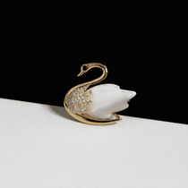 Fashionable swan natural shell brooch small blouse cardigan exquisite chic jacket suit Japanese and Korean Joker accessories