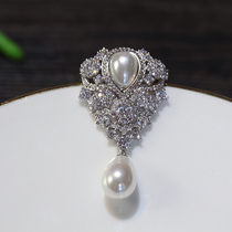 Retro temperament brooch Pearl Diamond zircon pin collar needle sweater clothes accessories simple atmospheric Joker women