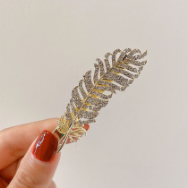 Exquisite feather ducknock jacket fashion side hair clamp popular card drill shiny golden side clip