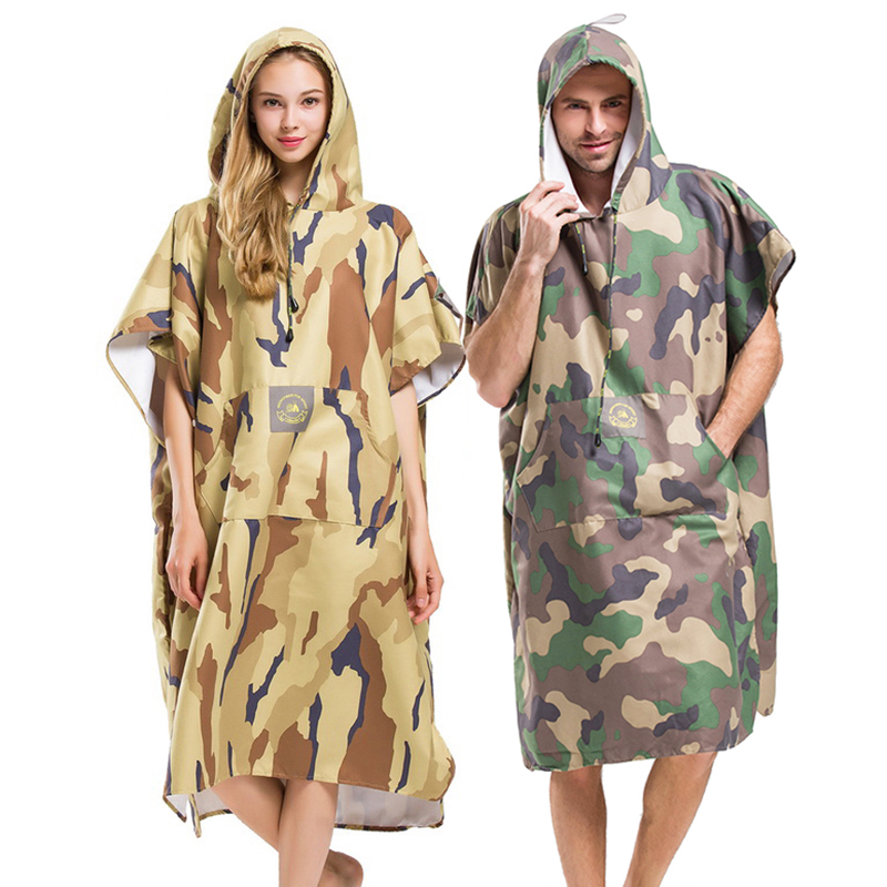 Adult Camouflage Quick Dry Beach Cloak Bath Towel Snorkel Diving Surf Swimming Towel Absorbing Changing Bathrobe