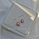 High-end love earrings, feminine 14k gold-filled niche elegant crystal rhinestone red heart-shaped earrings autumn and winter