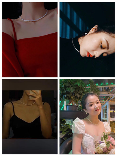 Give Back to Fans! Natural Millet Pearl Necklace for Women, Choker Clavicle Chain, 14K Gold-Plated, Simple Neck Chain