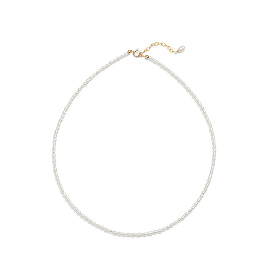 Millet grain natural freshwater pearl necklace ultra-fine ultra-fine retro clavicle chain young fashion/14k gold-filled