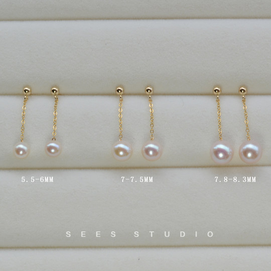 Song Hye-Kyo Style Natural Freshwater White Pearl Earrings for Women, Vintage Elegant Long Earrings