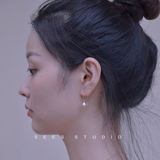 High-End Water Drop Natural Freshwater Pearl Earrings, Retro Internet Celebrity Short Style, Exquisite and Elegant Hook-Style Ear Accessories, Ear Studs