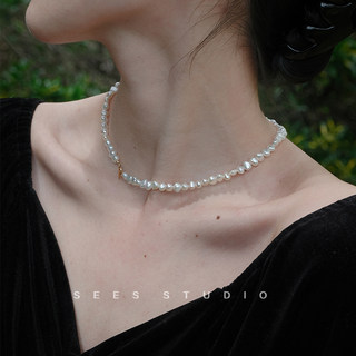 Young Style Fashion/Baroque Irregular Natural Freshwater Pearl Necklace Women's Clavicle Chain Elegant 14K Gold