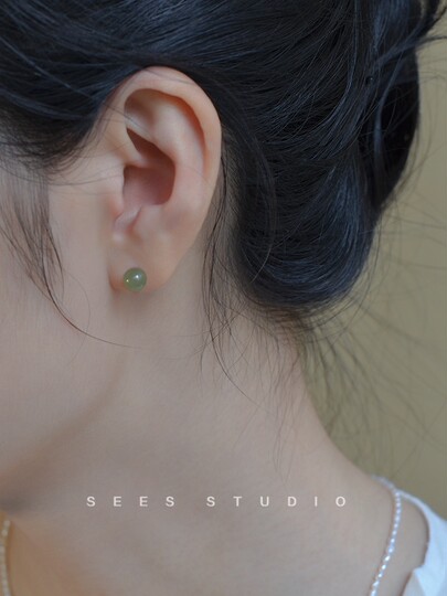 Warm and Lustrous Hetian Jade 925 Sterling Silver Earrings for Women, Hypoallergenic, Niche, Simple Design, High-End and Elegant Earrings