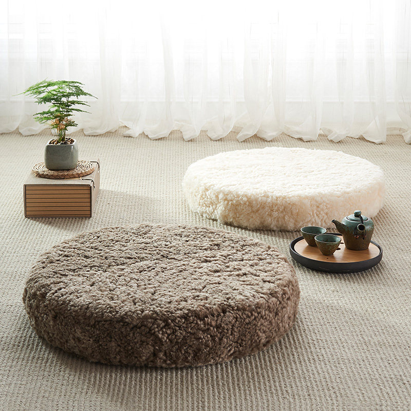 Aozun Japanese-style futon cushion wool cushion bay window tatami meditation cushion Australian wool leather round thick cushion