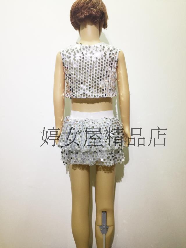 Trang phục trẻ em sequins vòng cổ stretch navel vest eo eo không tay cậu bé cô gái nhảy múa áo khoác