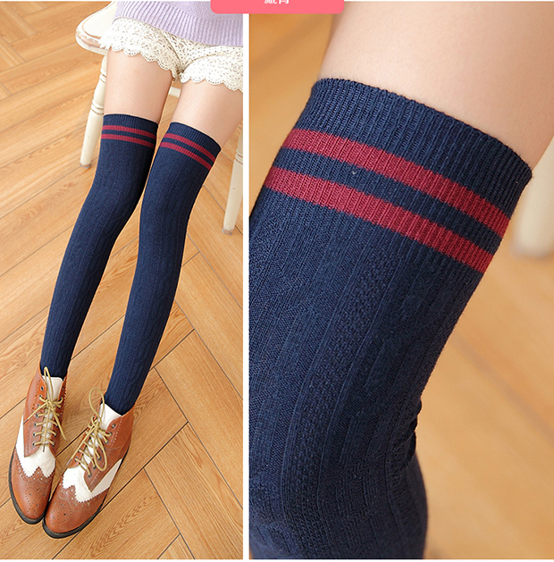 Giày cao đến đầu gối nữ cotton Nhật Bản chống trượt tất cao mùa thu và mùa đông gió đại học mỏng hai thanh vớ dài vớ dày mùa đông