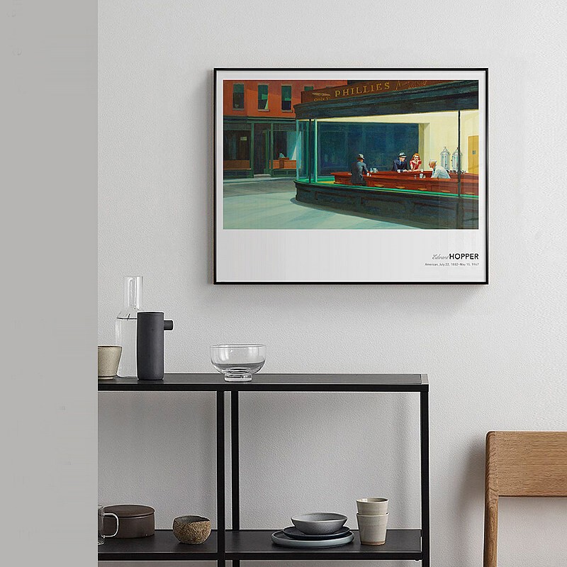 Edward Hopper Decorative Painting Night Hawk, Night Wanderer, Room by the Sea, Gas Station Hanging Painting