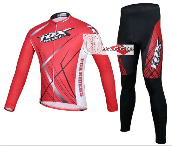 2014 red cycling clothing FOX Firefox thin bicycle long-sleeved suit perspiration summer cycling equipment