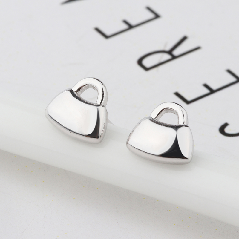 Ting Xiangkai S925 Sterling Silver Bag Ear Needle Simple Female Earrings Temperament Versatile Personality Student Beautiful Earrings