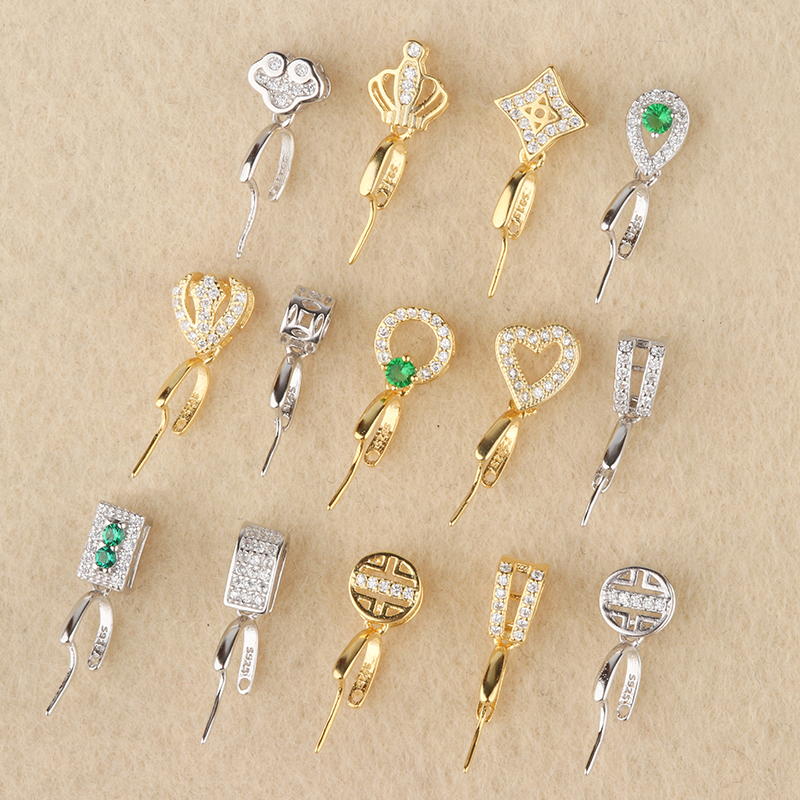 Family Xiang men and women pendant buckle accessories S925 pure silver pendant leather belt head diy emerald jade Buddha Gong Guanyin silver leather lead