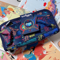 Smiggle Pen Bag Astronaut Flip Pencil Case Multifunction Cartoon Pen Case Bilayer Containing Bag Student Gift