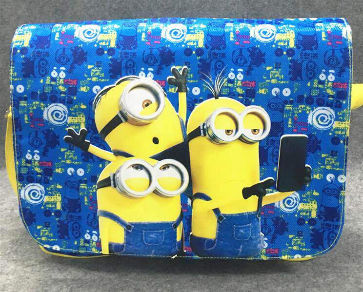 Cute cartoon little yellow man shoulder bag boys and girls tutoring bag leisure bag shoulder messenger bag travel parent-child bag