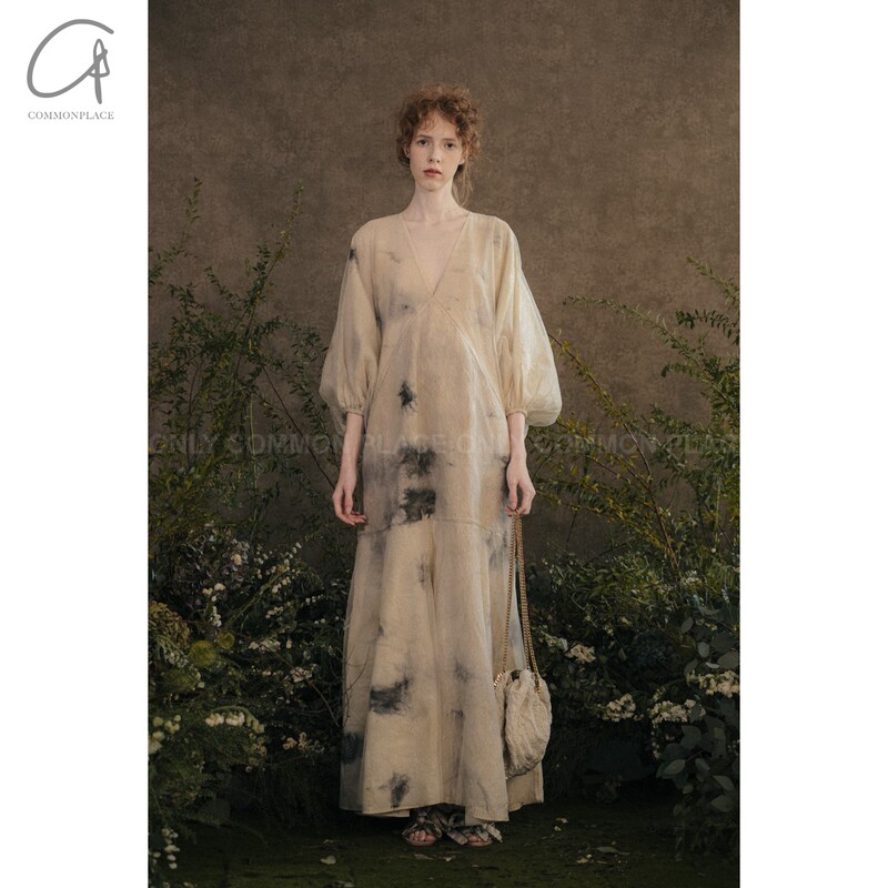 Mutedance Double-Layer Floral-Dyed Handmade Long Dress Common Place Boutique