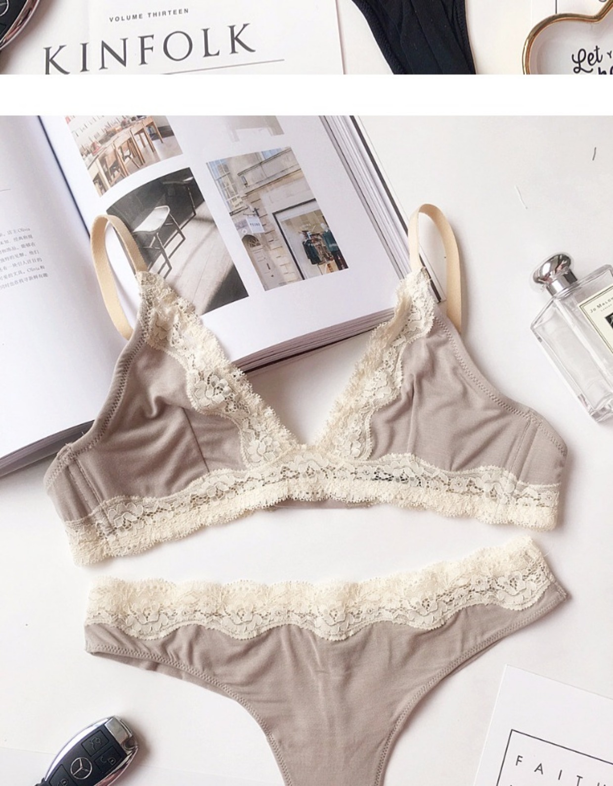 Giải phóng mặt bằng Modal Cotton Comfort No Steel Ring Triangle Thong T Quần Sexy Comfort Bra Bộ đồ lót đồ lót hàng hiệu