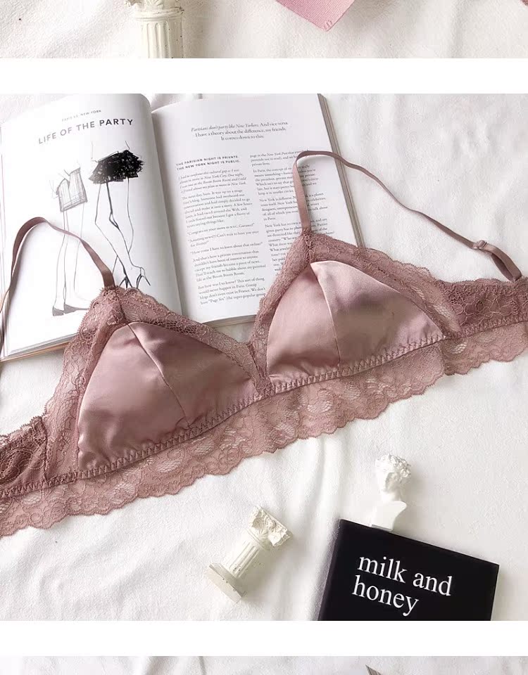 Lụa không có vòng thép mỏng bra bralette tam giác liền mạch thoải mái thoáng khí đồ lót lụa phụ nữ áo ngực ko dây