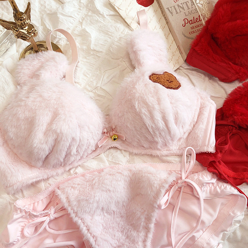 Soutien-gorge En Peluche Pour Femmes Et Filles – Short Citrouille Et Culotte Rembourrée Fourrure Pour L'hiver – Lingerie Douce Et Chaude - 2